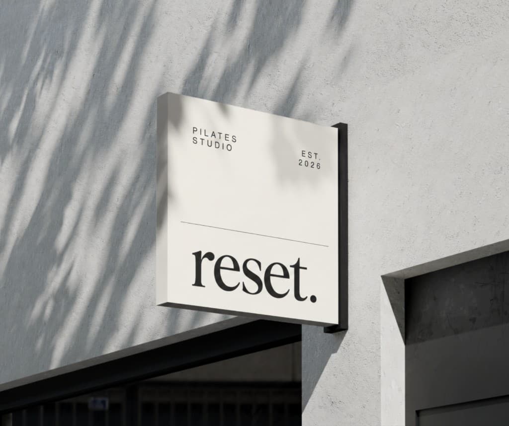 Reset Pilates Studio exterior sign, Pilates Studio, Est. 2026